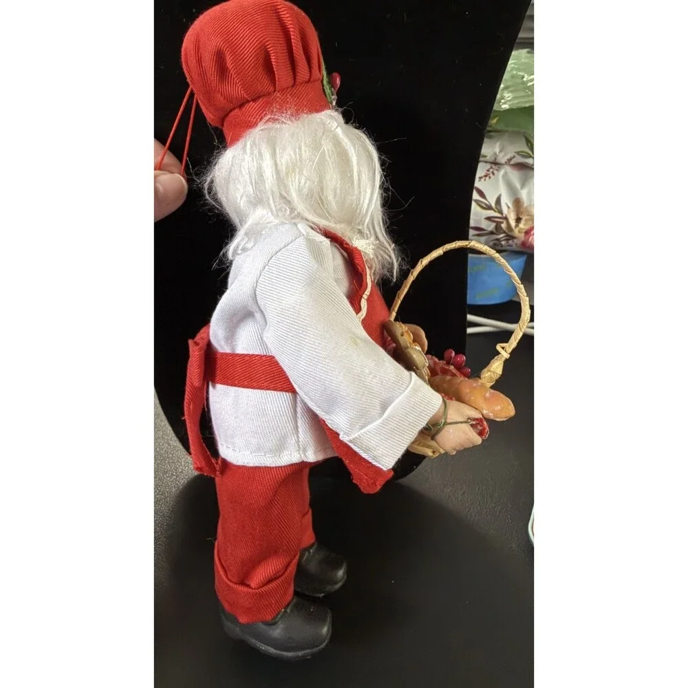 Gingerbread Cookie Baker Chef Santa Claus Figure Christmas 9 in Vintage Ornament